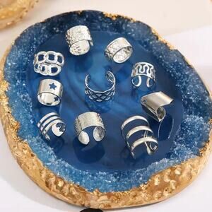 10 pc Simple Boho Designs Ear Clips - Silver